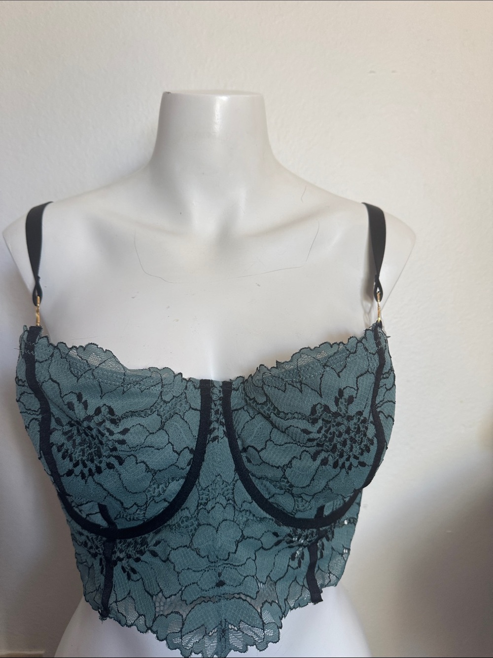 aerie Teal Lace Longline Balconette Bralette
